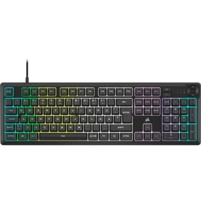 Image of Corsair K55 Core RGB Wired Membrane Gaming Keyboard Quiet and Sensitive Switches Splash Resistant Ten Zone iCUE Compatible QWERTY ES PC, Mac Black