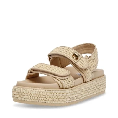 Image of Steve Madden Women&#039;s Bigmona Sandal, Natural Raffia, 5.5 UK