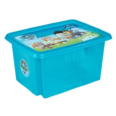 Image of keeeper Paw Patrol Storage Box with Lid, Stackable and Rotatable, For Children, 15 L, Karolina, Fresh Blue Transparent