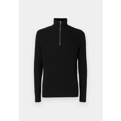 Image of JACK &amp; JONES Men&#039;s Jjeperfect Knit Half Zip Sn Jumper, Black, L