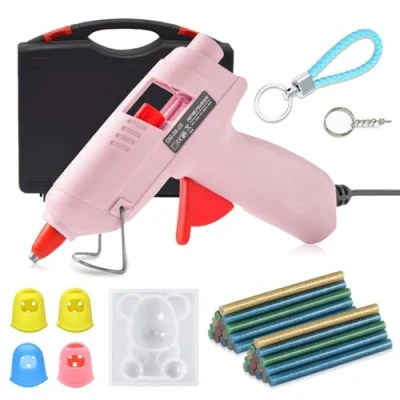 Image of VidFair Glue Gun,Upgraded Version Mini Hot Melt Gun with 30Pcs Sticks(7mmx100mm), On/Off Switch, 20W Blue Fast Heating for DIY Craft Projects and Home Quick Repairs