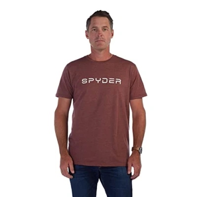 Image of Spyder Men&#039;s Slalom S/S Tee T Shirt, Burgundy Heather, Large