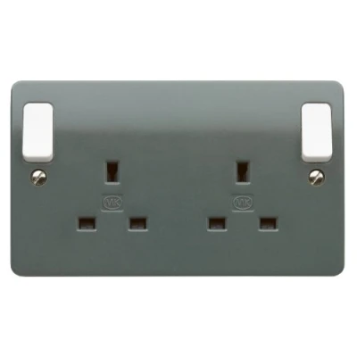 Image of Mk K2746GRA 13A 2g Double Pole Switch Socket with Out Rockers