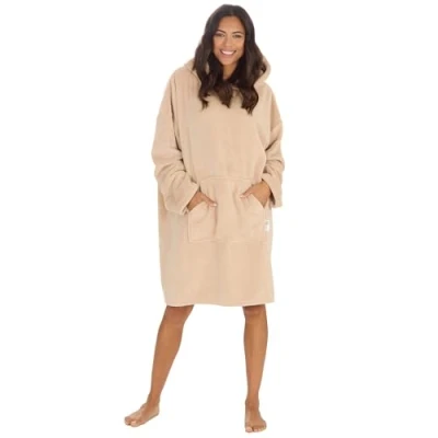 Image of Undercover Adults Plain Oversized Fleece Hoodie 34B2033 Toffee