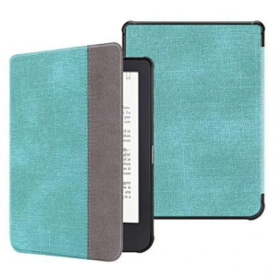 Image of FINTIE SlimShell Case for Kobo Clara HD/Tolino Shine 3 Ultra Thin and Lightweight PU Leather Protective Cover with Auto Sleep/Wake HD 6 eReader, Denim Turquoise