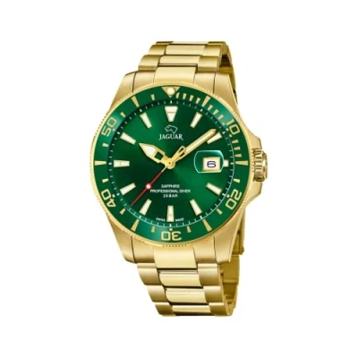 Image of JAGUAR Watch Model J877 / 2 from The Executive Collection, 43.5 mm Green case with Plated Steel Strap for Men J877/2