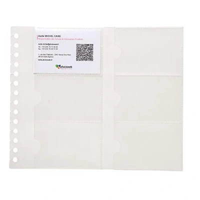 Image of Exacompta Ref 85134E Exactive Exacard Business Card Refill Sheets 19 x 12.5cm in Size, Holds Up To 12 Cards Per Sheet, Pack of 10 Sheets, 0.05mm Polypropylene
