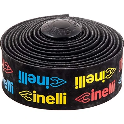 Image of Cinelli Logo Velvet Bar Tape Yellow/Red/Blue