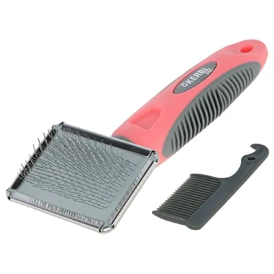 Image of Kerbl Pet Small Soft Plucking Brush, 16 x 6 cm, for Cats, Coral, Grey