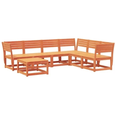 Image of vidaXL 7 Piece Garden Lounge Set Wax Brown Solid Wood Pine