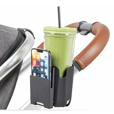 Image of Pram Cup and Phone Holder, Universal fit for Stroller, Pushchair, Buggy, Bike Wheelchair