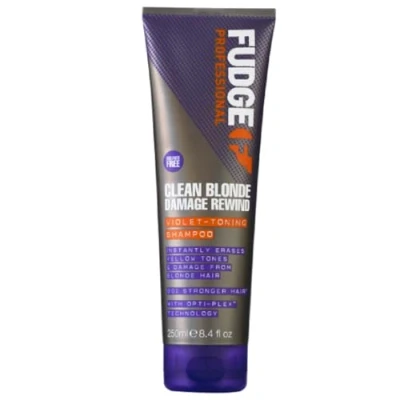 Image of Fudge Professional Clean Blonde Damage Rewind Shampoo, Intense Purple Toning for hair, Bond Repair Technology, Sulfate Free, 250 ml