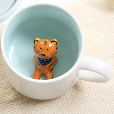 Image of Arawat Cute Tiger Coffe Mug with Inside Print Stuff Mugs Spoon 12 Oz Tea Cups Ceramic Cup Funny Coffee Birthday Gift for Women Friends Tigers Lover