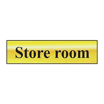 Image of Store Room Sign Self Adhesive PVC Polished Gold Effect 200mm x 50mm