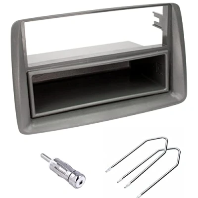 Image of Sound way Single DIN Car Radio Installation Kit, 1 Front Panel Frame, Facia Adaptor, Antenna Adapter, Release keys, compatible with Fiat Panda 2002 2012