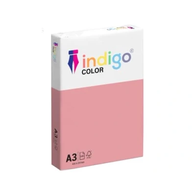 Image of indigo A3 Multipurpose 80gsm Coloured Paper Ream of 500 Sheets (Light Pastel Pink)