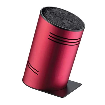 Image of Rockingham Forge Pro Balance Contemporary Universal Knife Block with Compressed Fibre Inserts, Metallic Red