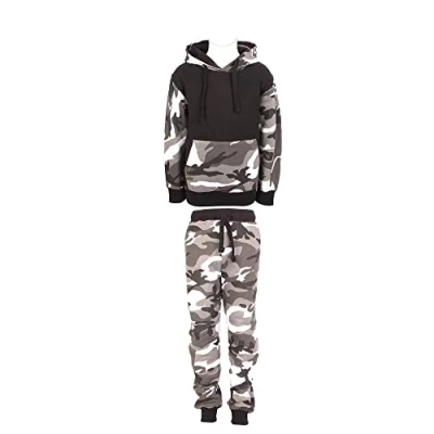 Image of Sergio Italia Kids Boys Girls Tracksuit Pull Over Camouflage Contrast Top Bottom Jogging Suit Khak 9 10 Years