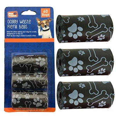 Image of Pet Touch DOGGY WASTE REFILL BAGS POOP SCOOP REFILLABLE 60 4 COLOURS POO FOR DOGS (Black)