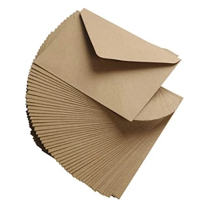 Image of 50Pcs Kraft Paper Envelopes C6 Brown Retro Envelope Cards for Gift Greeting Invitation