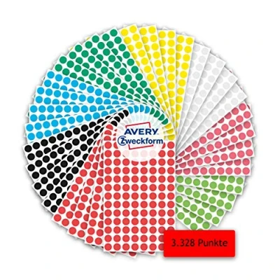Image of Avery Zweckform 59994 Adhesive dots 3.328 Pieces (self Marking dots, Diameter 8 mm, 416 per Colour, Colours, Round Stickers for calendars, Planners and Crafts, Paper, Matte)