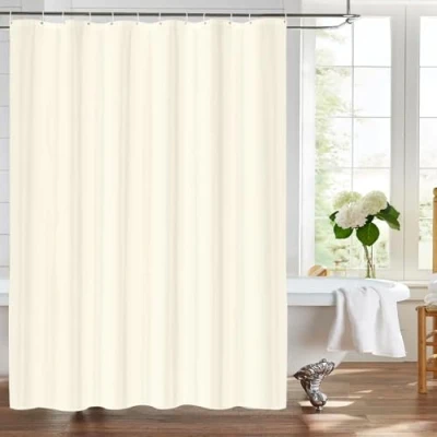 Image of LUKDUNG 180 x 200 cm Bath Curtain, Washable Shower Curtain Made of Polyester Fabric, Anti Mould in Bathroom, for Bathtub Shower, Waterproof, Washable, with 12 Hooks