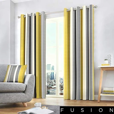 Image of Fusion Two Curtain Panels, Cotton,Polyester, Ochre, W168cm (66) x D137cm (54)