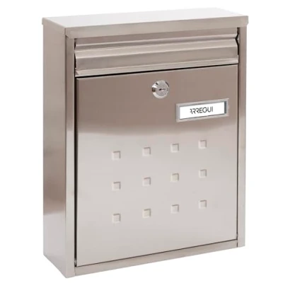 Image of ARREGUI Dime V1327 Stainless Steel Exterior Mailbox, Size M (DIN A4 Mail and Magazines), Individual Wall Groupable, Narrow Bottom, Anti corrosive, Easy to Install,