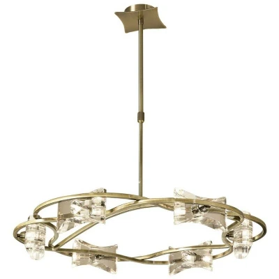 Image of Kromo Telescopic Semi Flush 6 Light G9 Round, Antique Brass