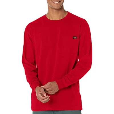 Image of Dickies Men&#039;s Long Sleeve Heavyweight Crew Neck Big and Tall, English Red, XL