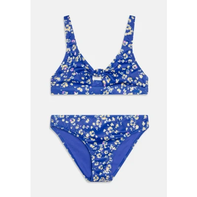 Image of Roxy Shadow Floral Bralette Bikini for kids, Size: 7y, Dazzling blue/coastline ditsy