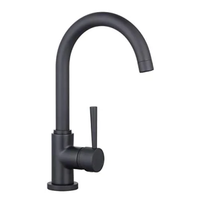 Image of SCHÜTTE 79166 Cornwall Kitchen Tap, 360 Degree Swivel Sink Mixer Tap with Single Lever Mixer, Sink, Matte Black