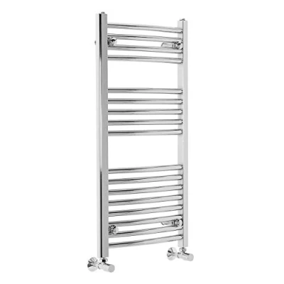 Image of Warmehaus Contemporary Curved Heated Bathroom Towel Rail Radiator Rad 900 x 450 Chrome
