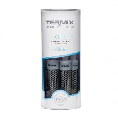 Image of Pack Termix ceramic round Hairbrush Brushes that combines the latest and ionic technology preventing hair damage it includes 5 diametres Ø 17, 23, 28 , 32 43 mm