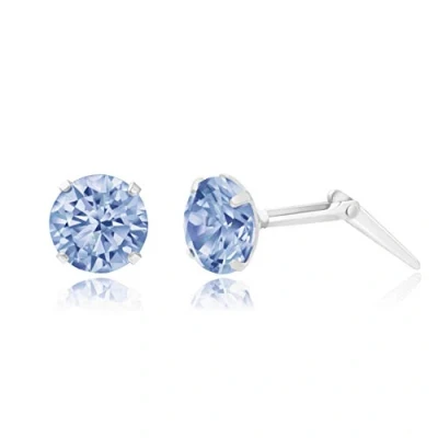 Image of Sterling silver 5mm round light sapphire crystal Andralok stud earrings/Gift box