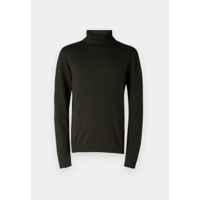 Image of JACK &amp; JONES Men&#039;s Jjebasic Knit Roll Neck Noos Jumper, Forest Night/Detail:Twisted W. Black, L