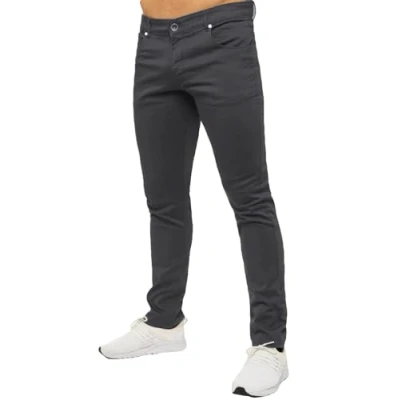 Image of Firetrap Mens Chino Jeans Stretch Trousers Zip Fly Bottom Casual Work Cotton Pants Charcoal 34W / 33L