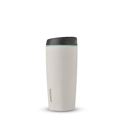 Image of Owala SmoothSip Insulated Stainless Steel Coffee Tumbler, Reusable Iced Cup, Hot Travel Mug, BPA Free, 600ml, White (Cloudscape)
