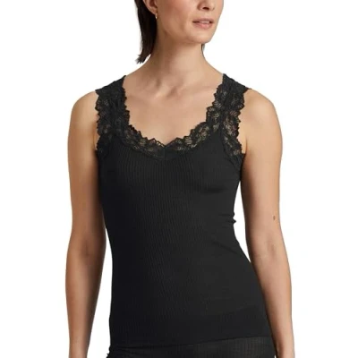 Image of CALIDA Women&#039;s Silky Wool Joy T Shirt, Semi Transparent, Ws Black, 10 UK/12 UK