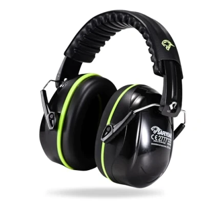 Image of SAFEYEAR Noise Cancelling Ear Defenders Adult, Black SNR 31dB Protectors Muff for Men &amp; Women, NNR 26dB Pro Over Hearing Protection Earmuff Shooting, Sleeping, Industrial, Site Work etc