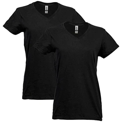 Image of Gildan Women&#039;s Fitted Cotton T Shirt, 2 Pack, Azalea, Medium