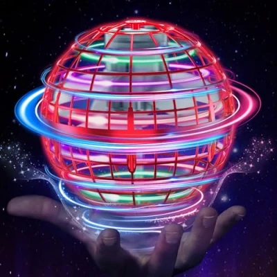 Image of ETPlanet Flying Orb Ball Toys, Hover Pro Spinner Toy, Globe Orbi Magic UFO Smart Boomerang Hand Controlled Mini Drone RGB Cool Stuff for 6 7 8 9 10+ Kids Boys Girls Outdoor Indoor (Red)