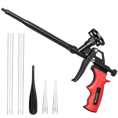 Image of Foam Gun, Preciva Professional Foaming Needn&#039;t Cleaner PU Expanding Applicator Dispensing Insulation Heavy Duty Spray Application Gun for Caulking, (Black)