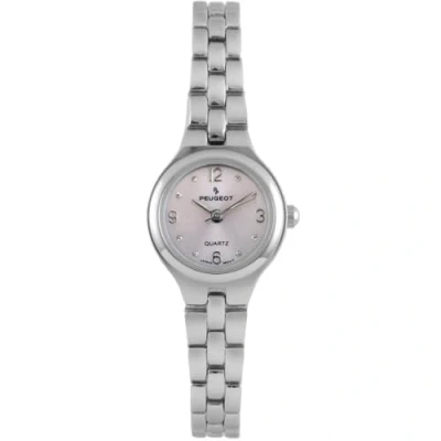Image of Peugeot Women&#039;s Petite Round Wrist Watch with Link Bracelet, Purple, Minimalist