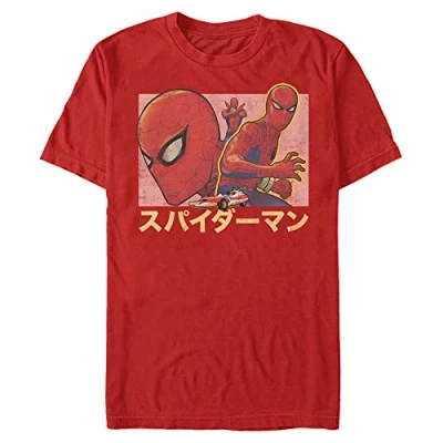 Image of Marvel Spider Man Classic Spidey Japan Organic Short Sleeve T Shirt, Red, L