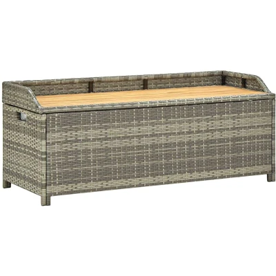 Image of vidaXL Garden Storage Bench 120 cm Poly Rattan Grey