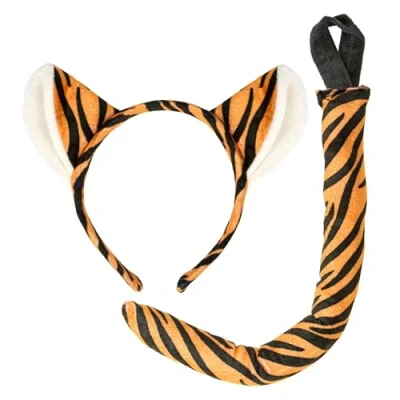 Image of Widmann 09731 Tiger Set, Ears and Tail, Brown/Black, Standard Size
