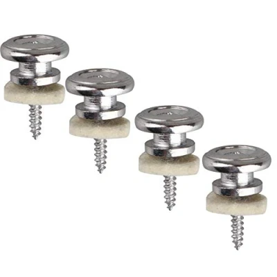 Image of Futheda 4PCS Metal Guitar Strap Button Locks End Pins for Acoustic Guitar/Electric Guitar/Bass/Classical Guitar/Ukulele including Screw and Felt in Chrome