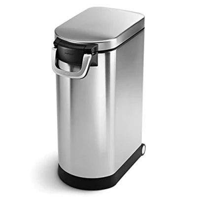 Image of simplehuman CW1889 35L 18KG Extra Large Pet Dog Dry Food Storage Container Bin, Lid Mounted Measuring Scoop, Airtight Seal, Proof Lock, Removable BPA Free Inner Bucket, Brushed Stainless Steel