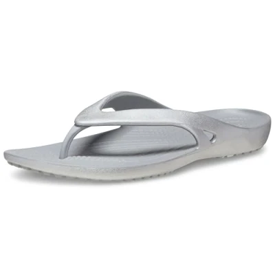 Image of Crocs Women’s Kadee II Flip Flops, Sandals for Women, Silver, 4 UK
